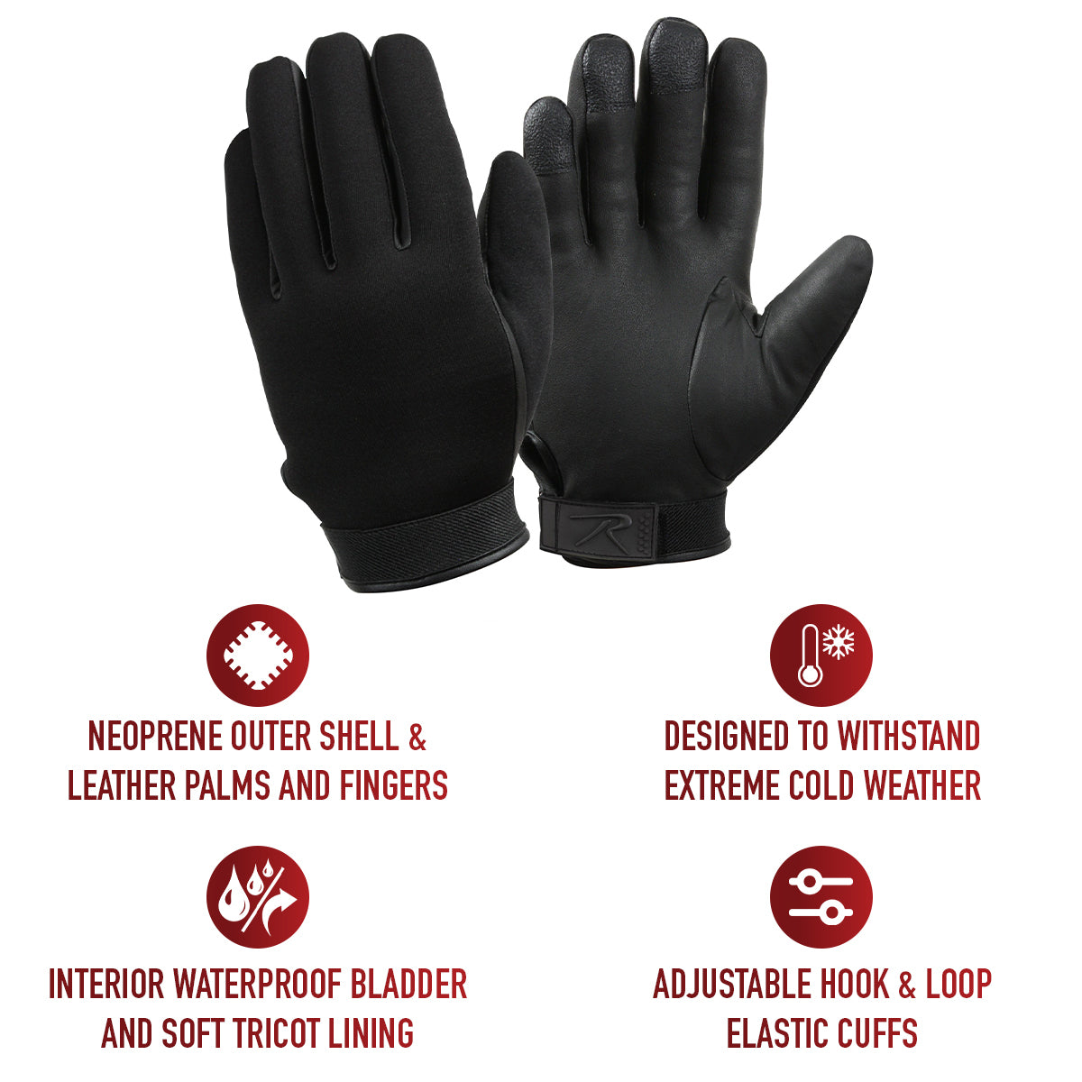 Cold Weather Neoprene Duty Gloves - Black