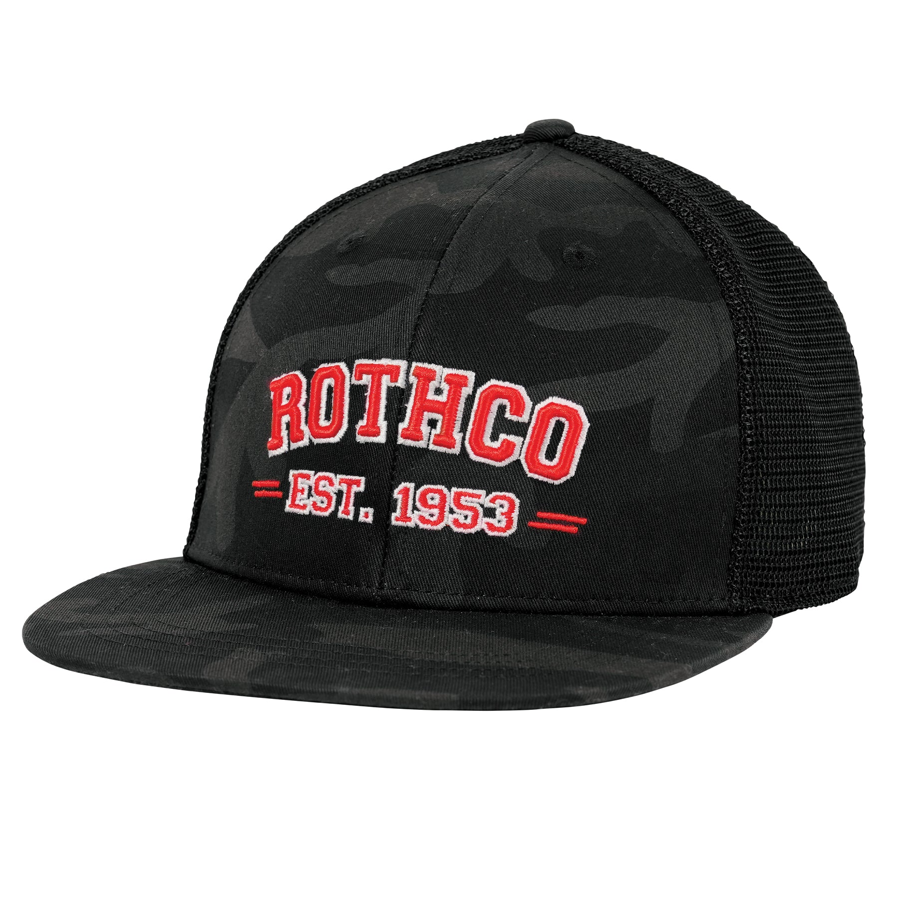 Rothco Est. 1953 Embroidered Midnight Black Camo Trucker Hat - Tactical Choice Plus