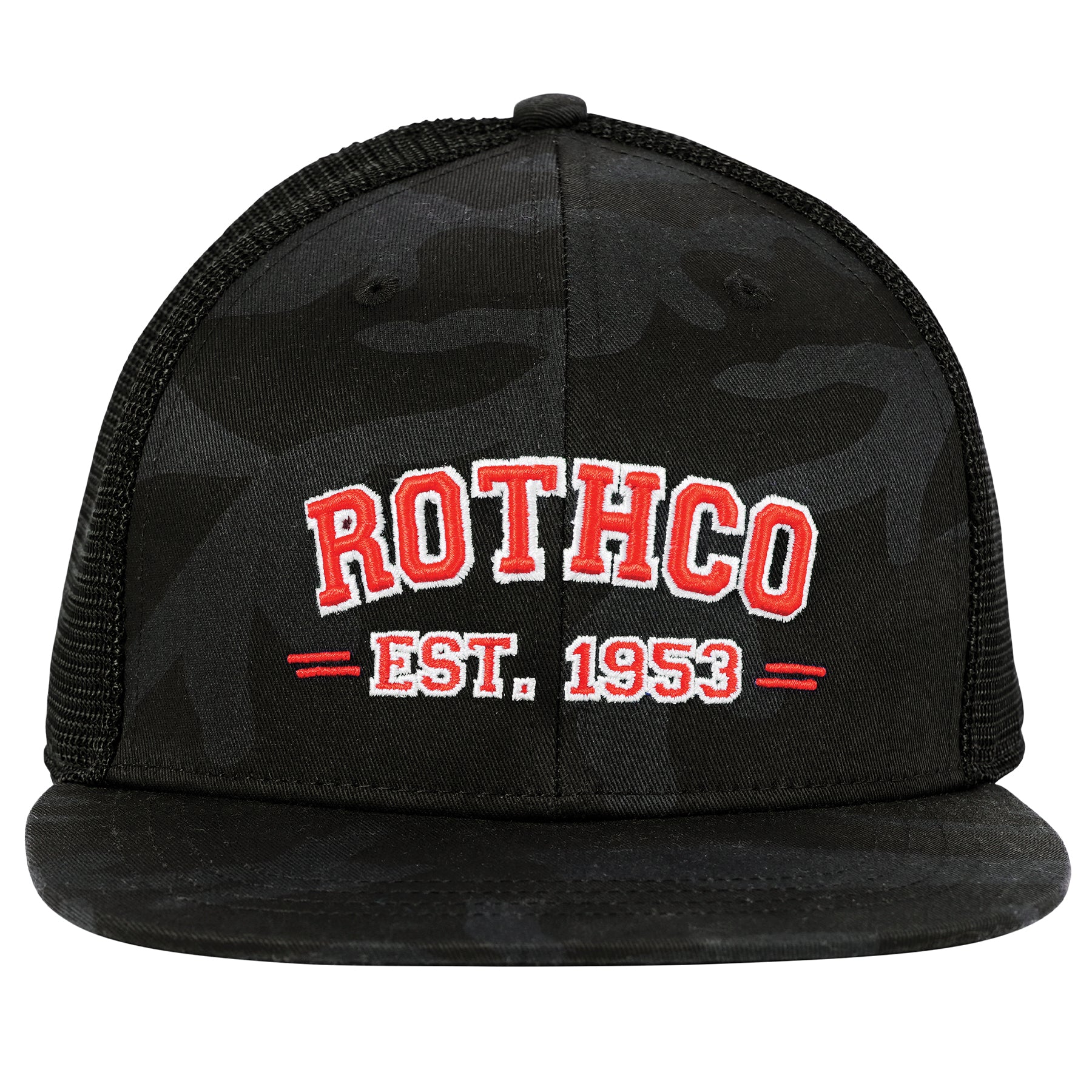 Rothco Est. 1953 Embroidered Midnight Black Camo Trucker Hat - Tactical Choice Plus