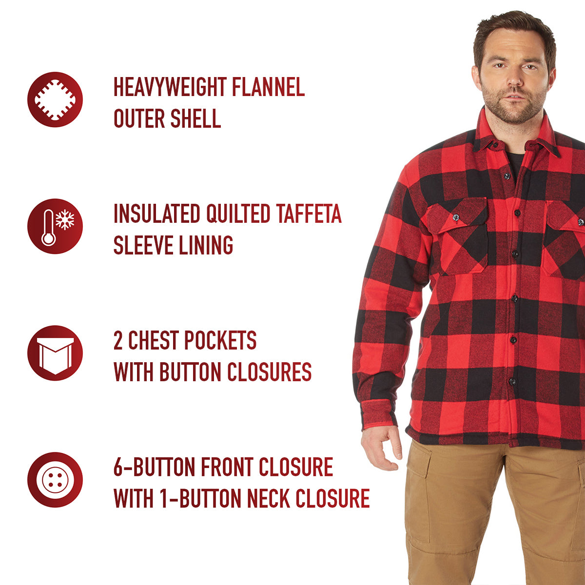 Extra Heavyweight Buffalo Plaid Sherpa Lined Flannel Shirts