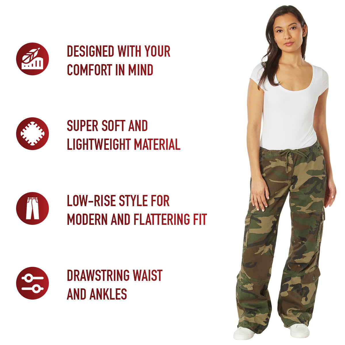 Women's Camo Vintage Paratrooper Fatigue Pants