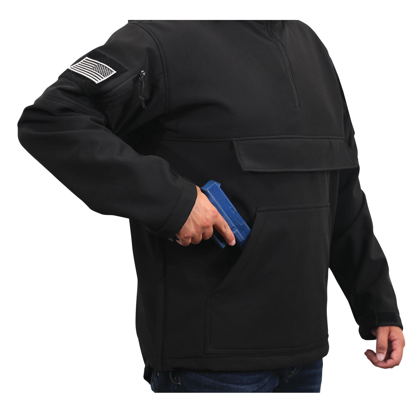 Rothco Concealed Carry Soft Shell Anorak - Black - Tactical Choice Plus