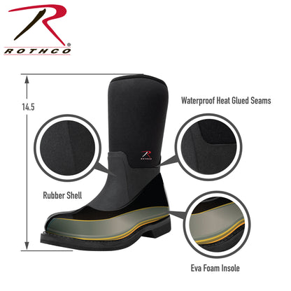 Waterproof Rubber Boots - Black - 14.5 Inch