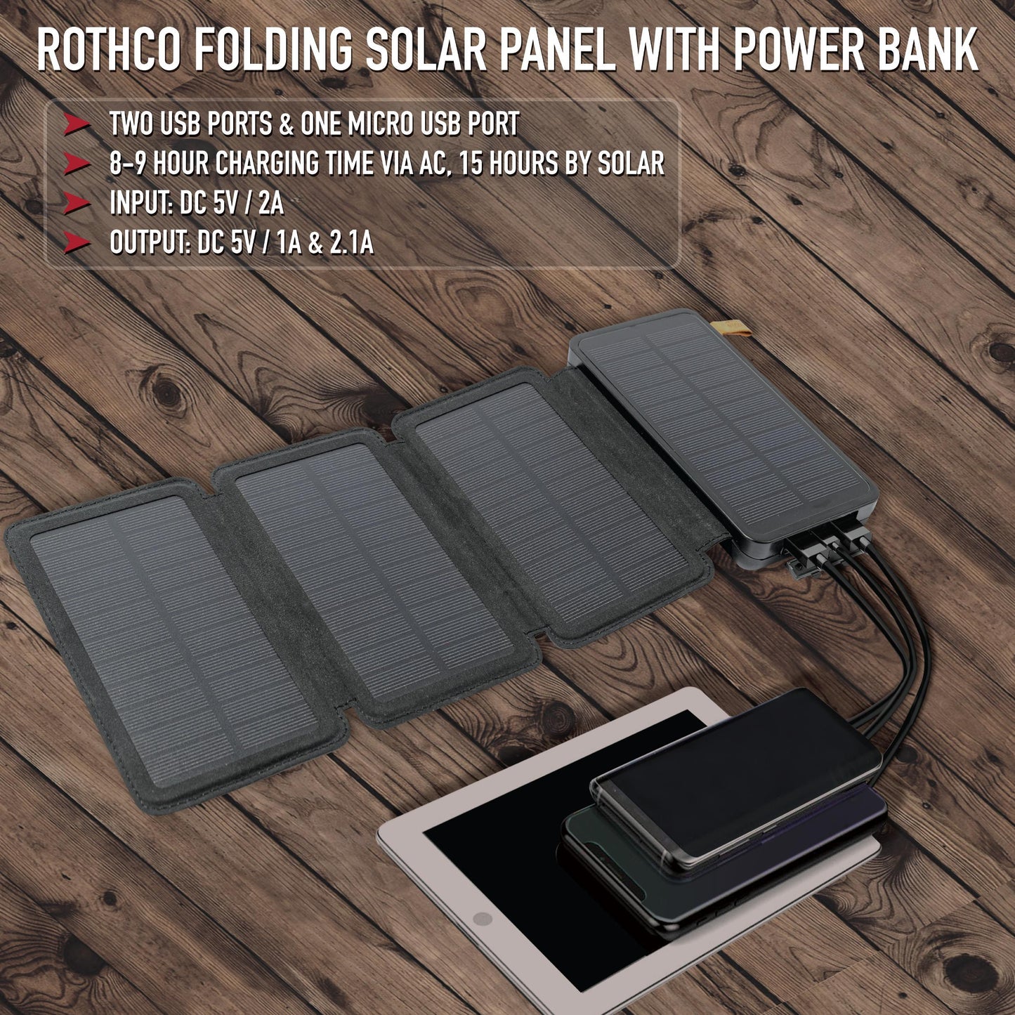 Folding Solar Panel with Power Bank - Tactical Choice Plus