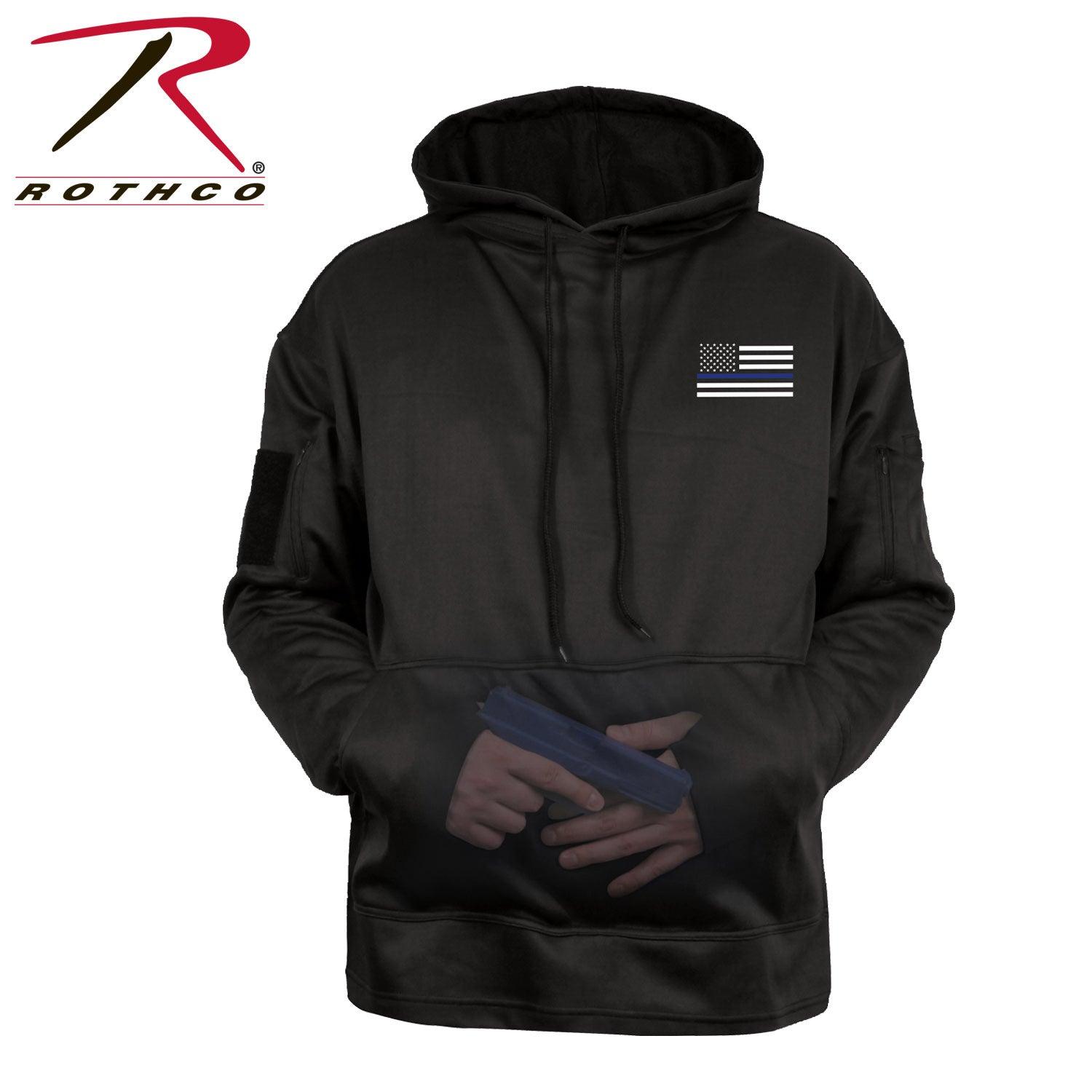 Rothco Honor and Respect Thin Blue Line Concealed Carry Hoodie - Black - Tactical Choice Plus