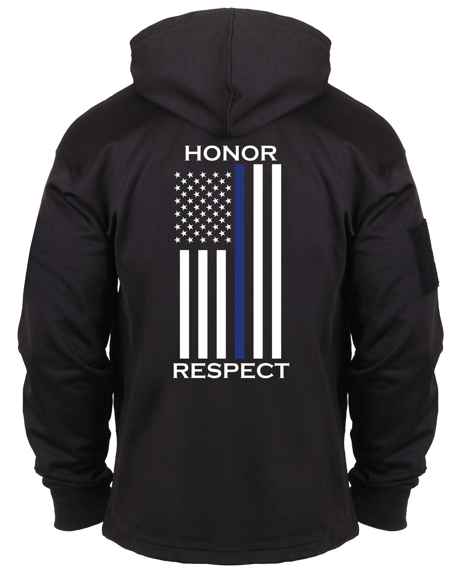 Rothco Honor and Respect Thin Blue Line Concealed Carry Hoodie - Black - Tactical Choice Plus