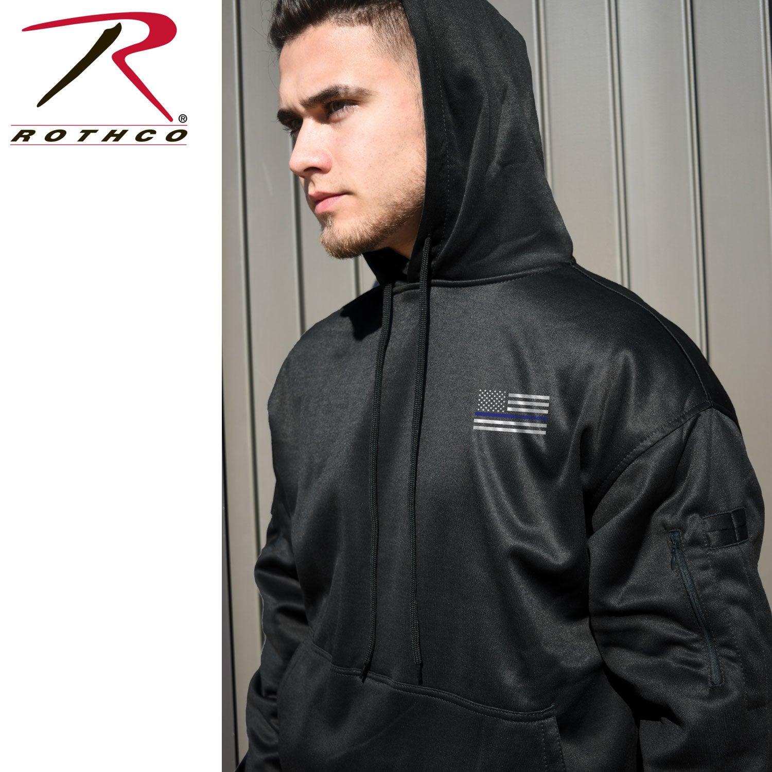 Rothco Honor and Respect Thin Blue Line Concealed Carry Hoodie - Black - Tactical Choice Plus