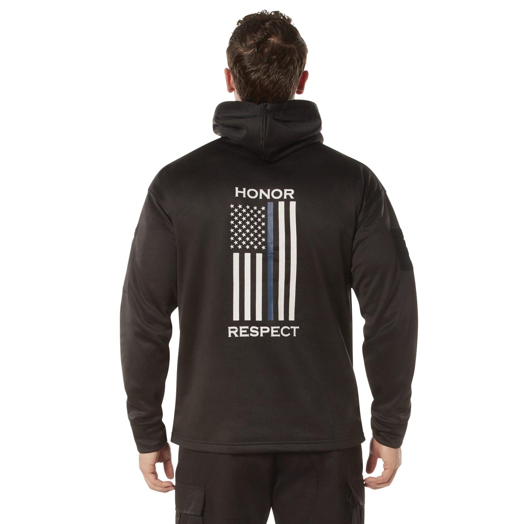 Rothco Honor and Respect Thin Blue Line Concealed Carry Hoodie - Black - Tactical Choice Plus