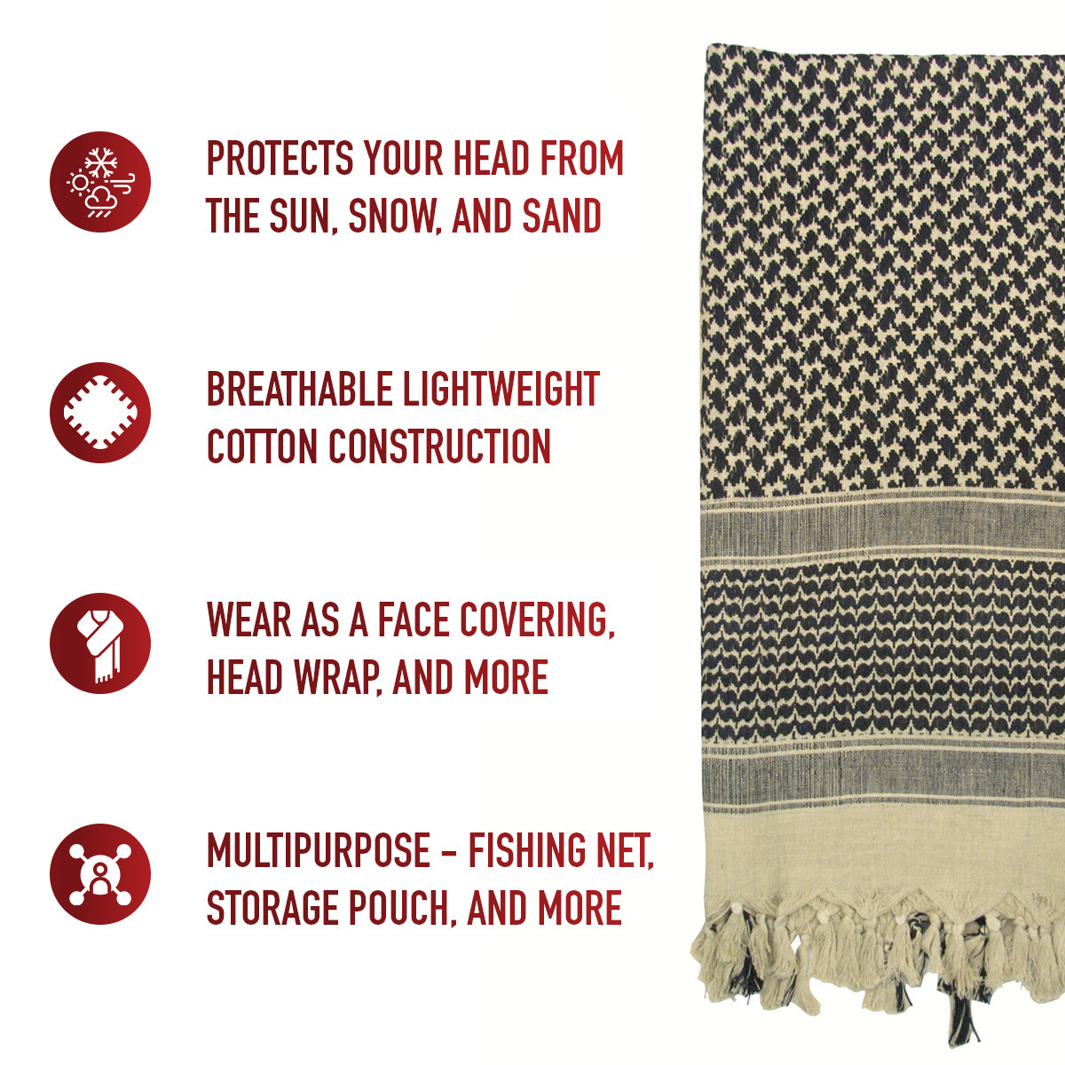 Lightweight Shemagh Tactical Desert Keffiyeh Scarf