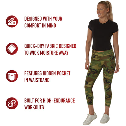 Womens Workout Performance Camo Leggings With Pockets
