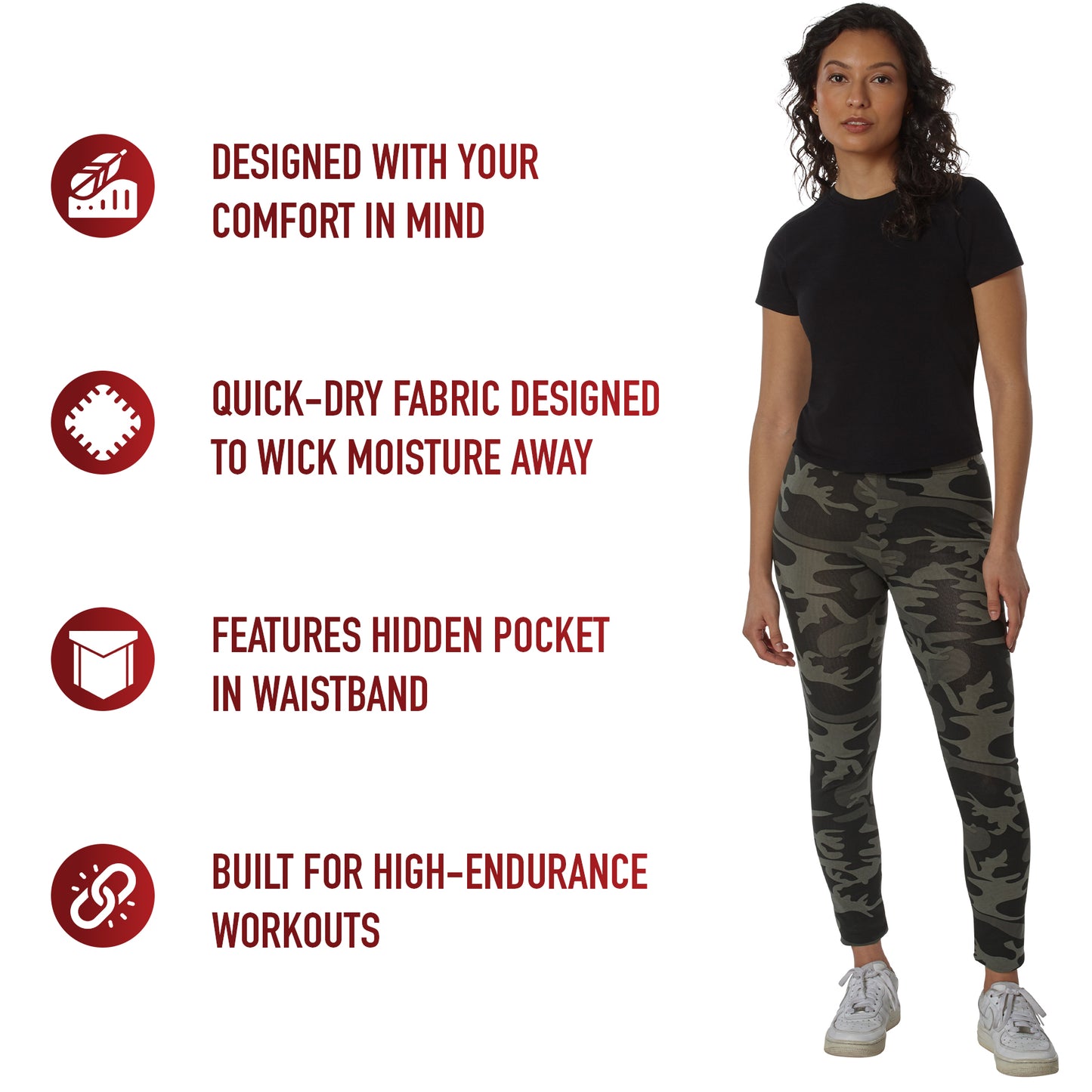 Womens Workout Performance Camo Leggings With Pockets