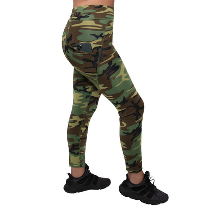 Womens Workout Performance Camo Leggings With Pockets