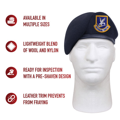 Inspection Ready Beret With USAF Flash - Midnight Navy Blue