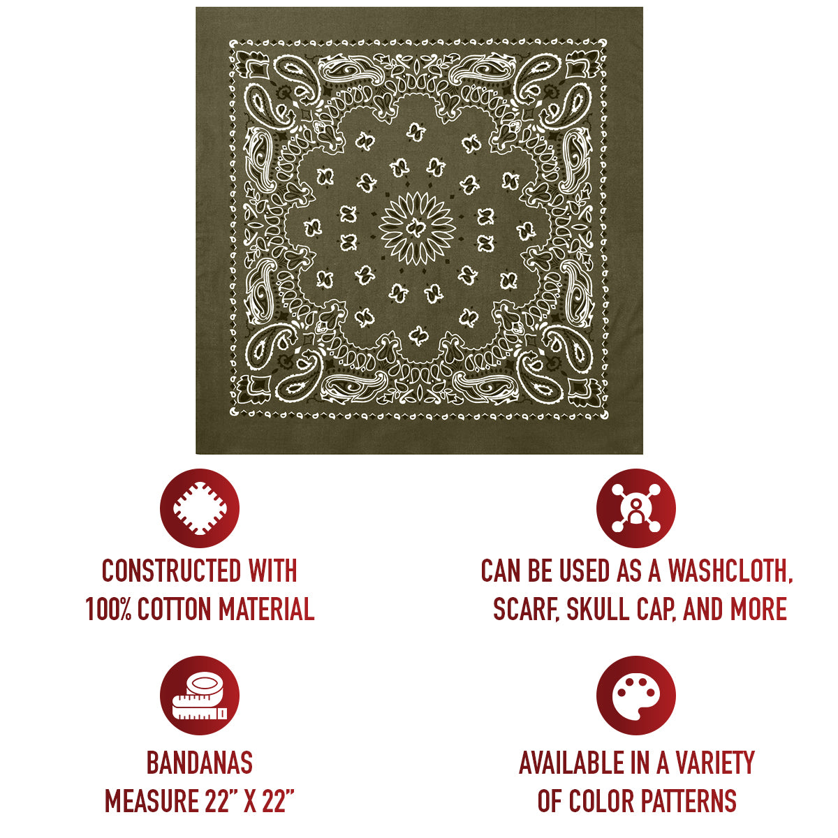 Trainmen Paisley Bandana - 22" X 22"