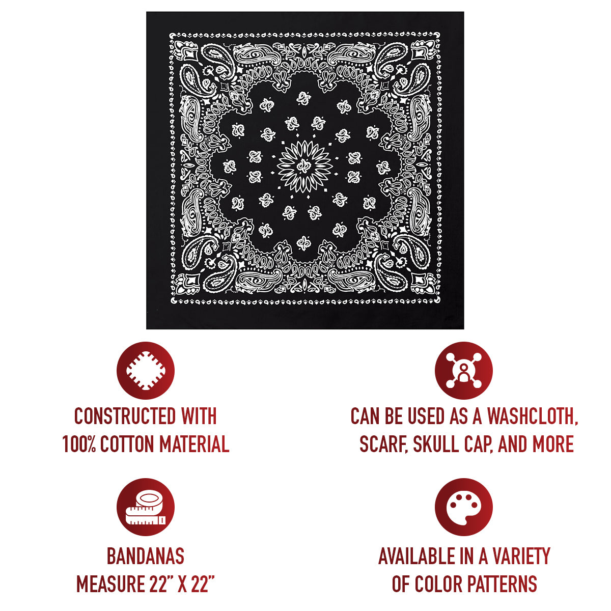 Trainmen Paisley Bandana - 22" X 22"