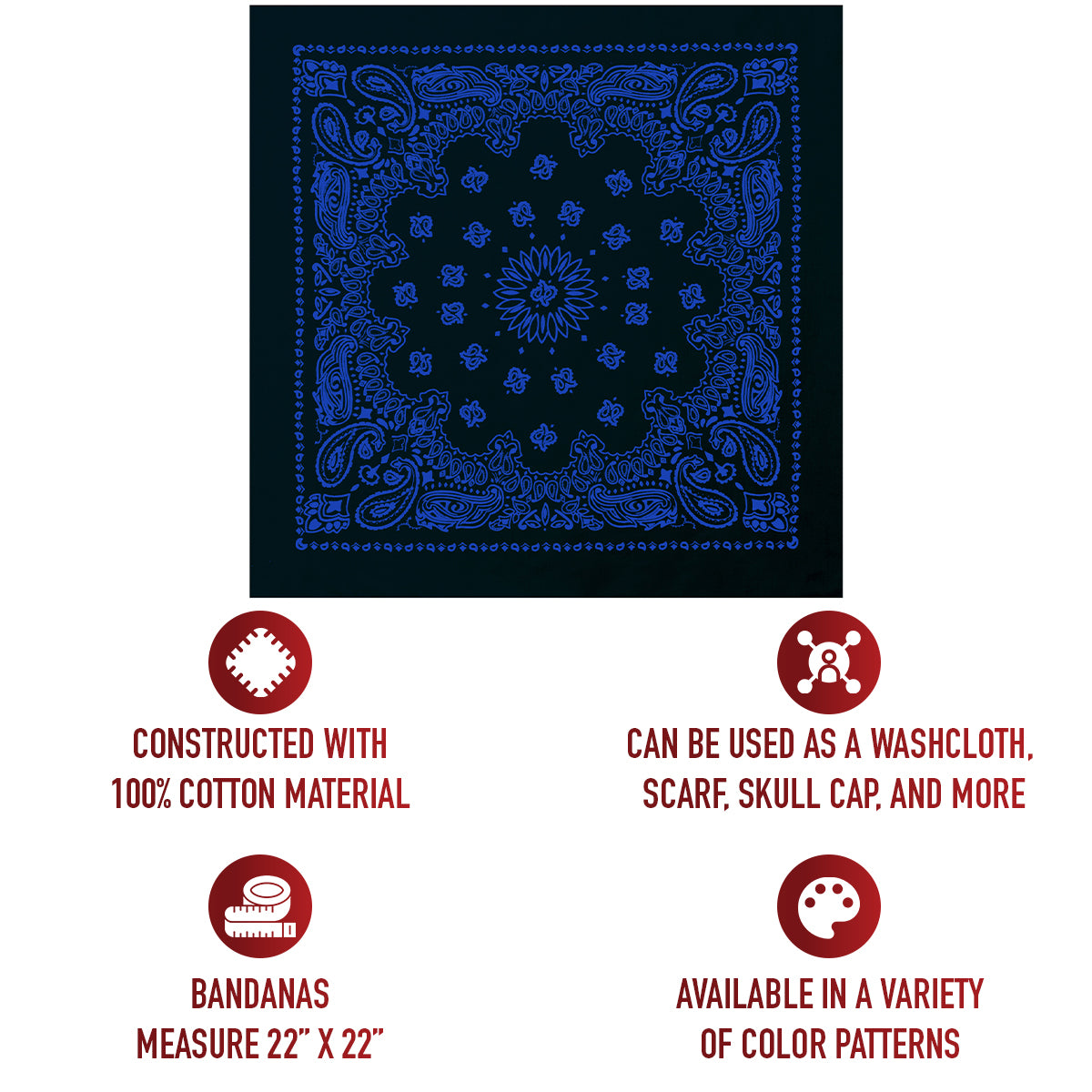 Trainmen Paisley Bandana - 22" X 22"
