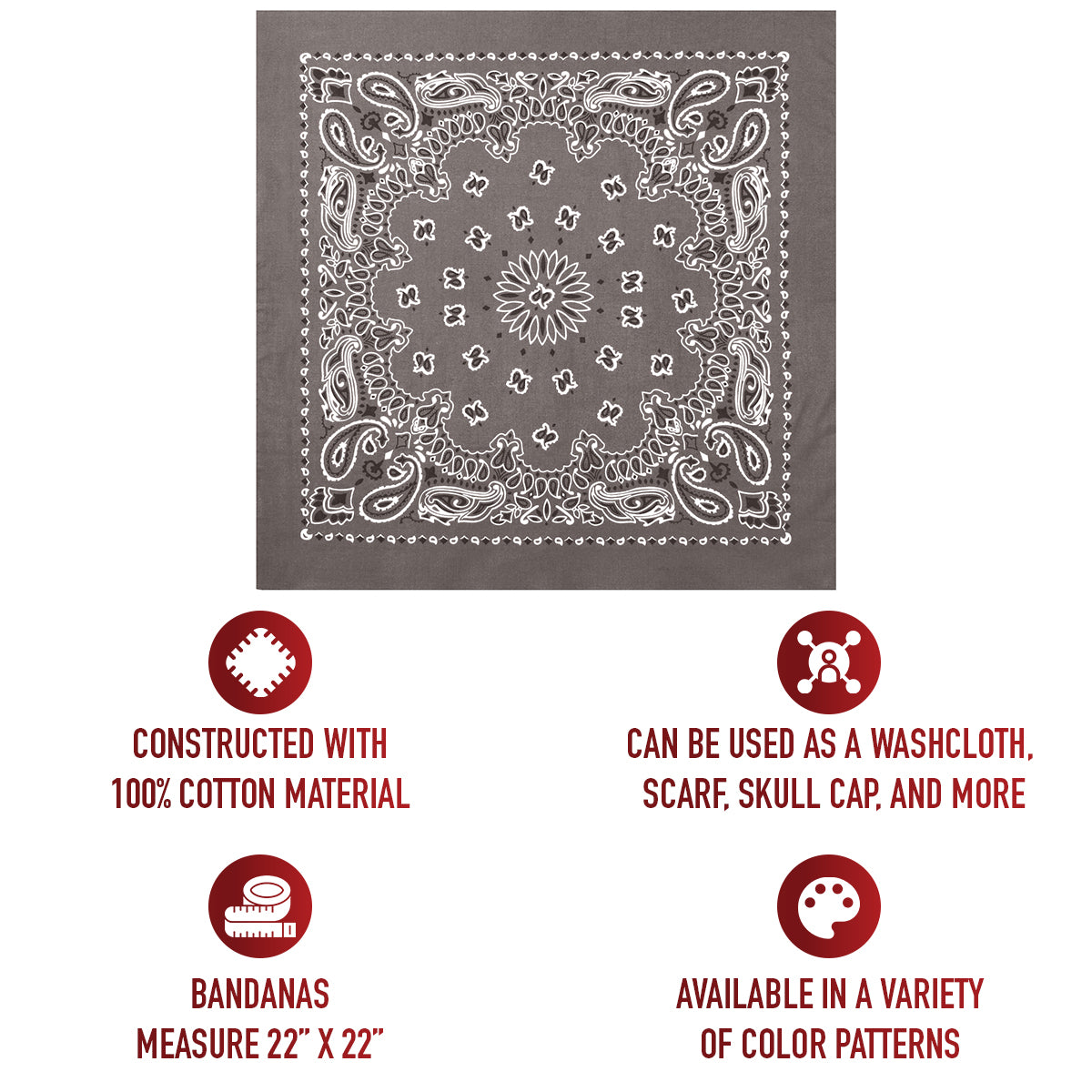 Trainmen Paisley Bandana - 22" X 22"