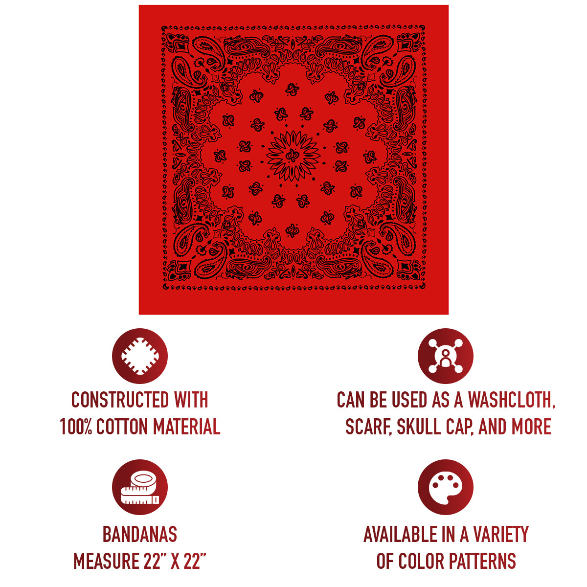 Trainmen Paisley Bandana - 22" X 22"
