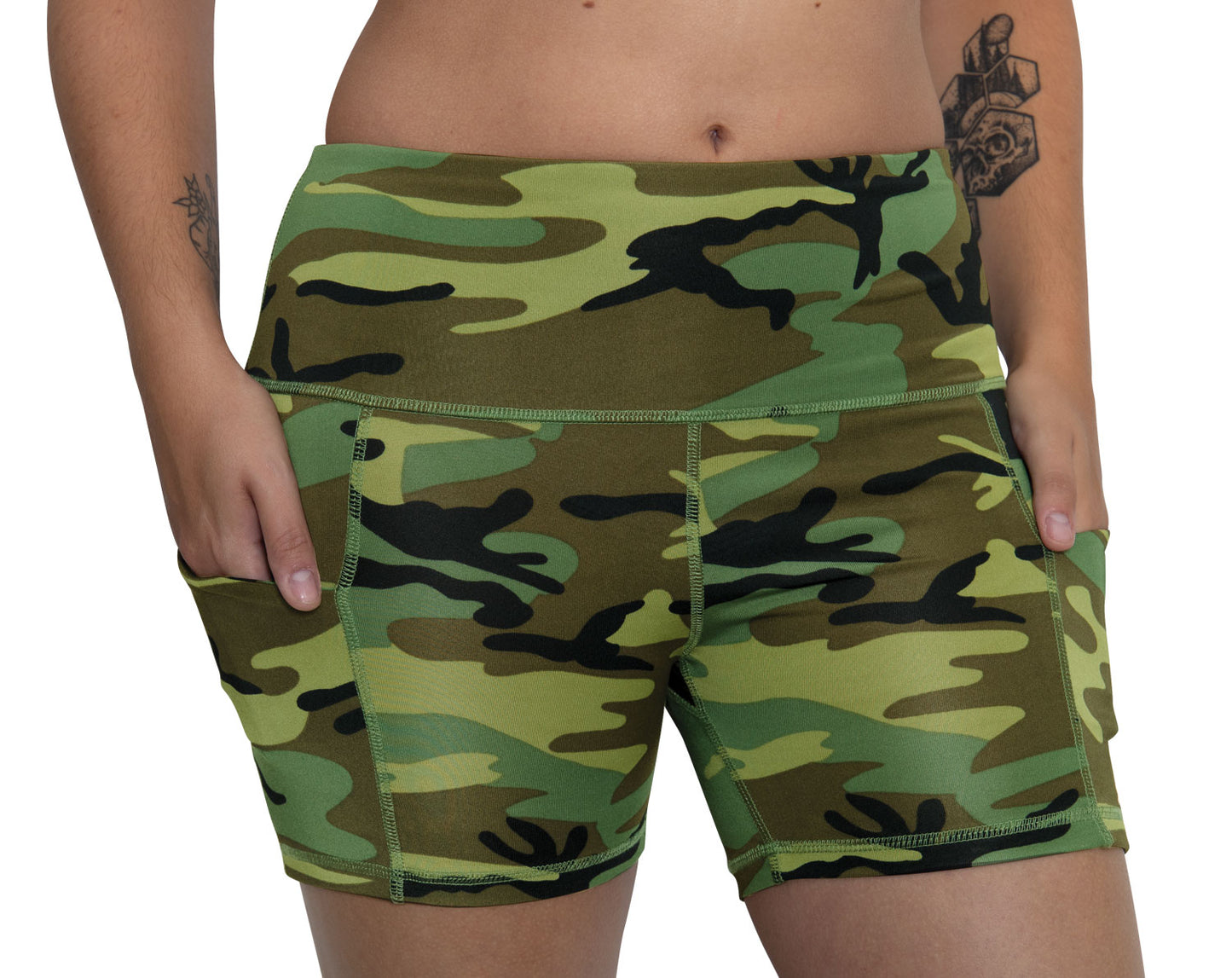 Womens Camo Workout Performance Legging Shorts