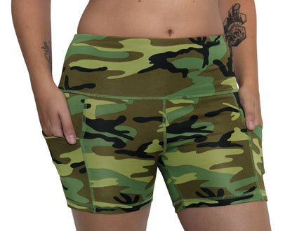 Womens Camo Workout Performance Legging Shorts