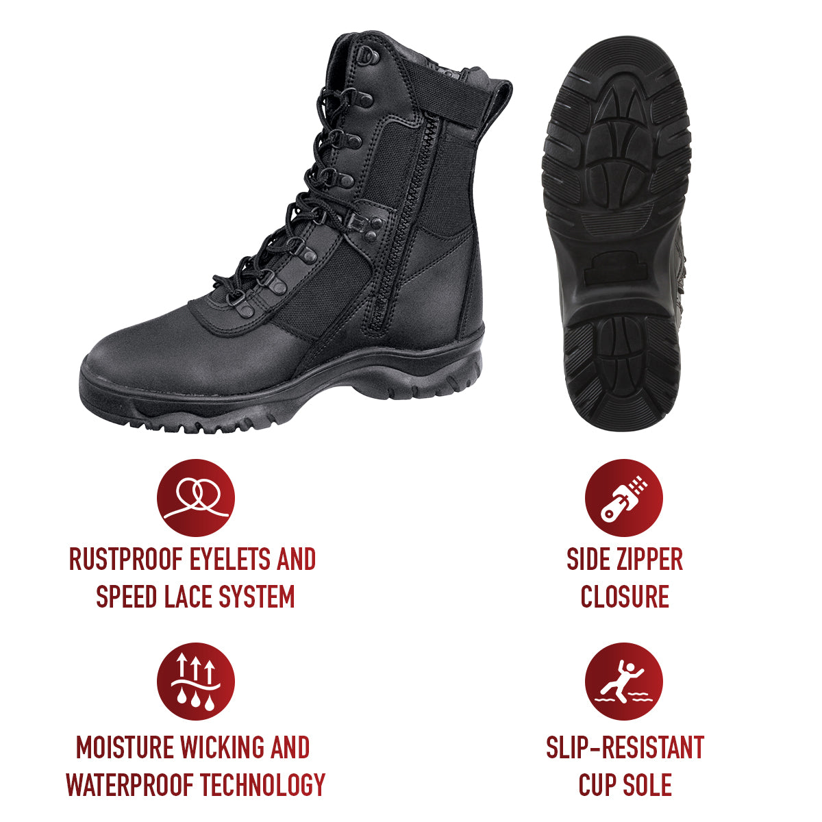 Forced Entry Tactical Boot With Side Zipper - 8 Inch
