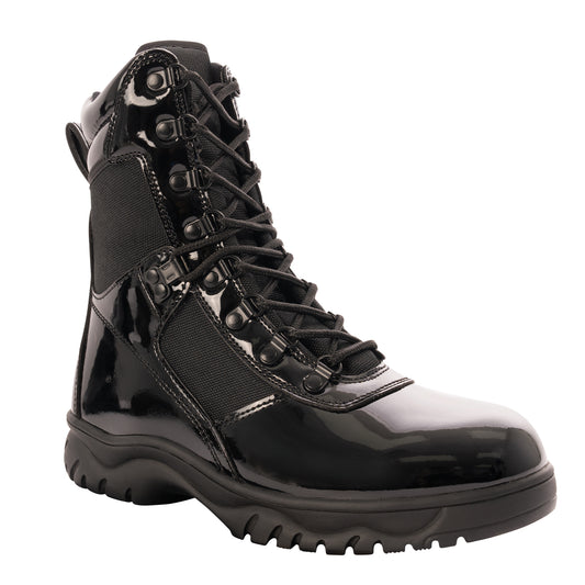 Forced Entry High-Gloss Tactical Boot with Side Zipper - 8 Inch - Tactical Choice Plus