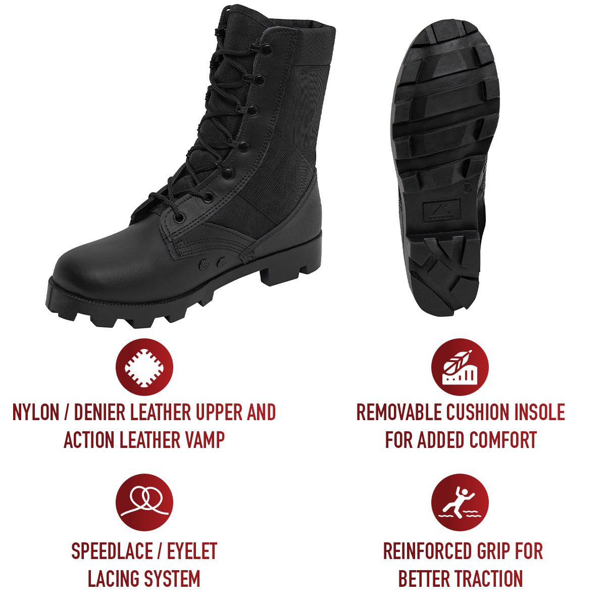 Black G.I. Type Speedlace Jungle Boots - 9 Inch