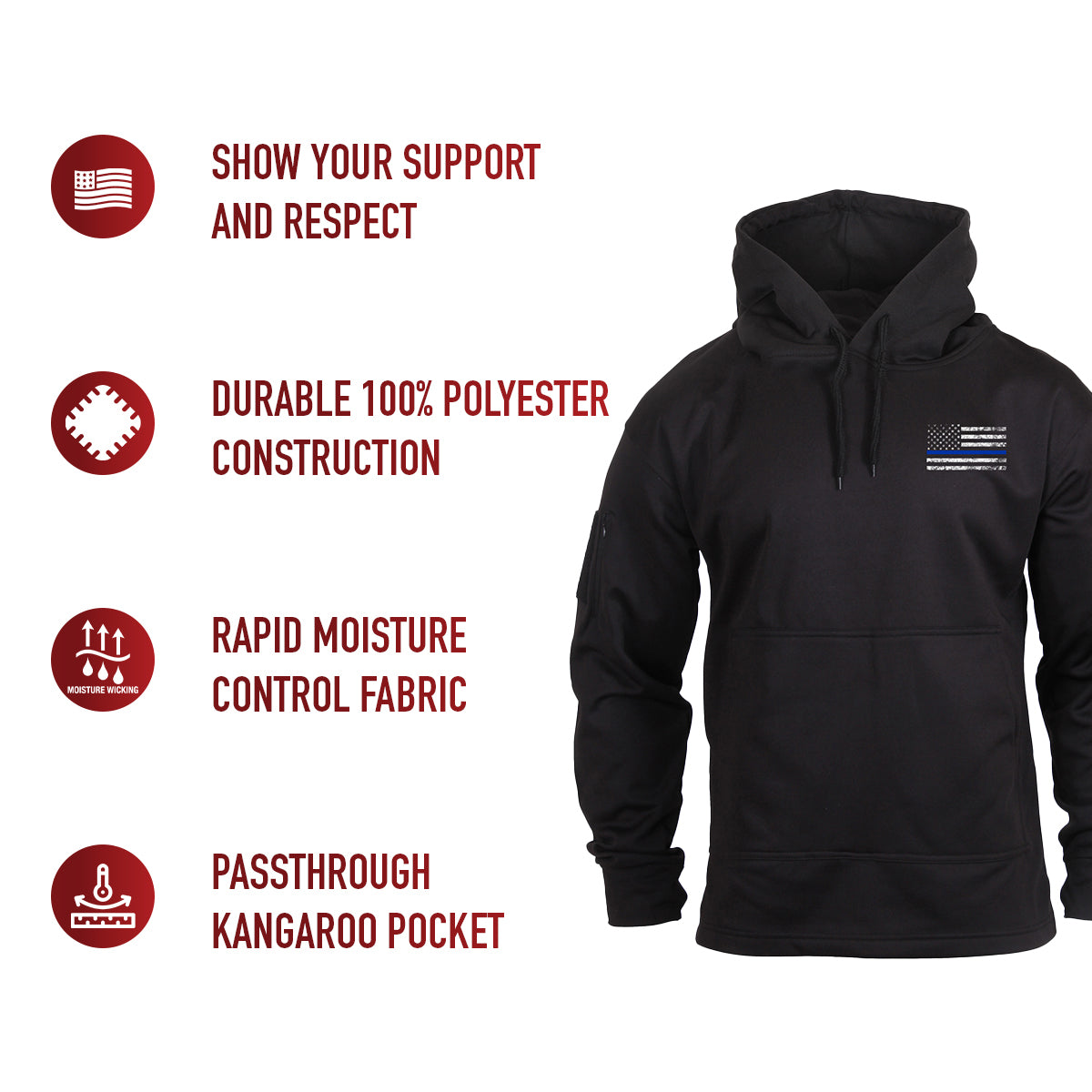 Rothco Concealed Carry Thin Blue Line Hoodie