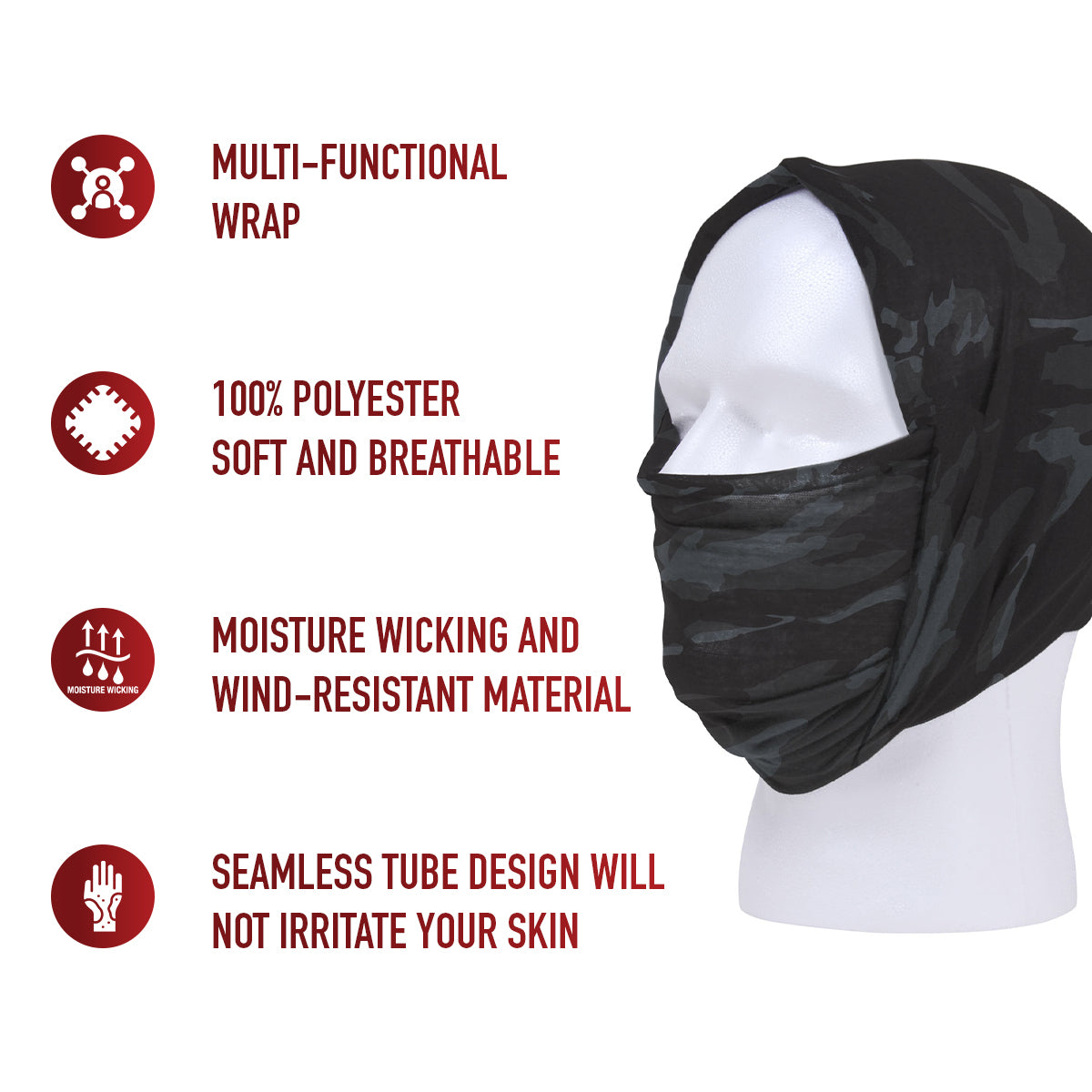 Multi-Use Neck Gaiter and Face Covering Tactical Wrap