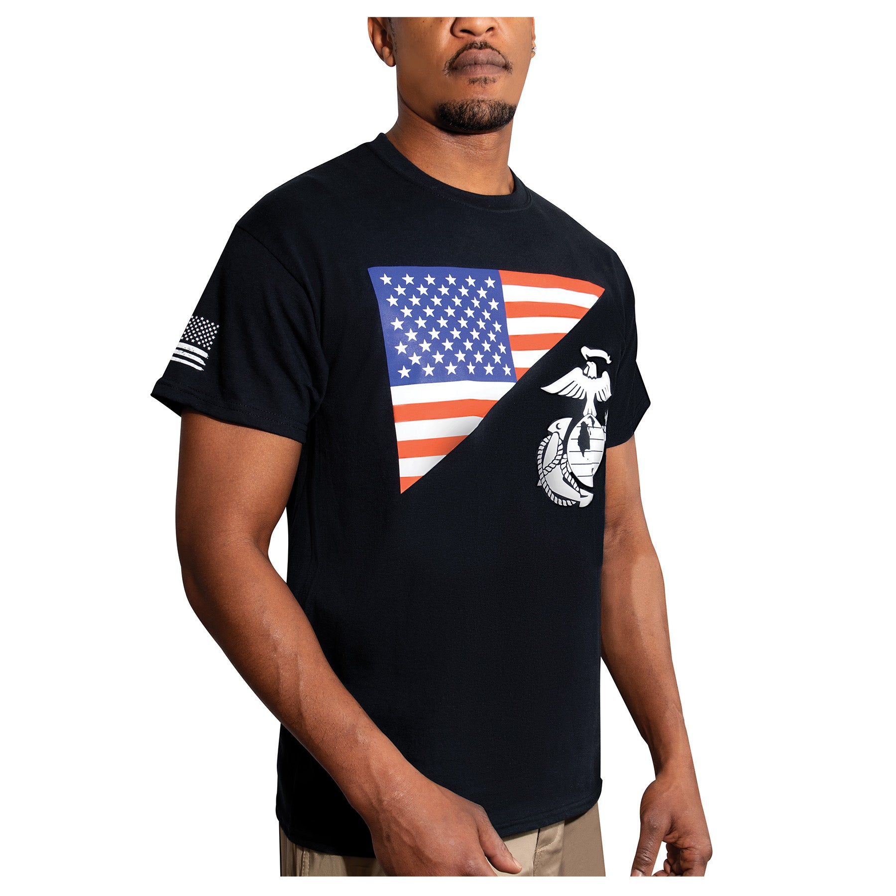 Rothco US Flag / USMC Eagle, Globe, & Anchor T Shirt - Tactical Choice Plus