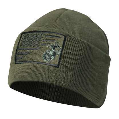 Rothco USMC Eagle, Globe and Anchor / US Flag Deluxe Fine Knit Watch Cap - Tactical Choice Plus