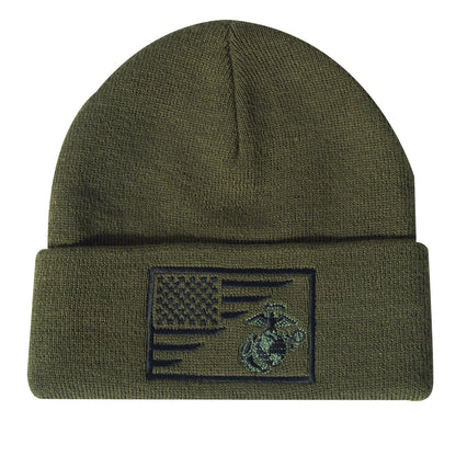 Rothco USMC Eagle, Globe and Anchor / US Flag Deluxe Fine Knit Watch Cap - Tactical Choice Plus