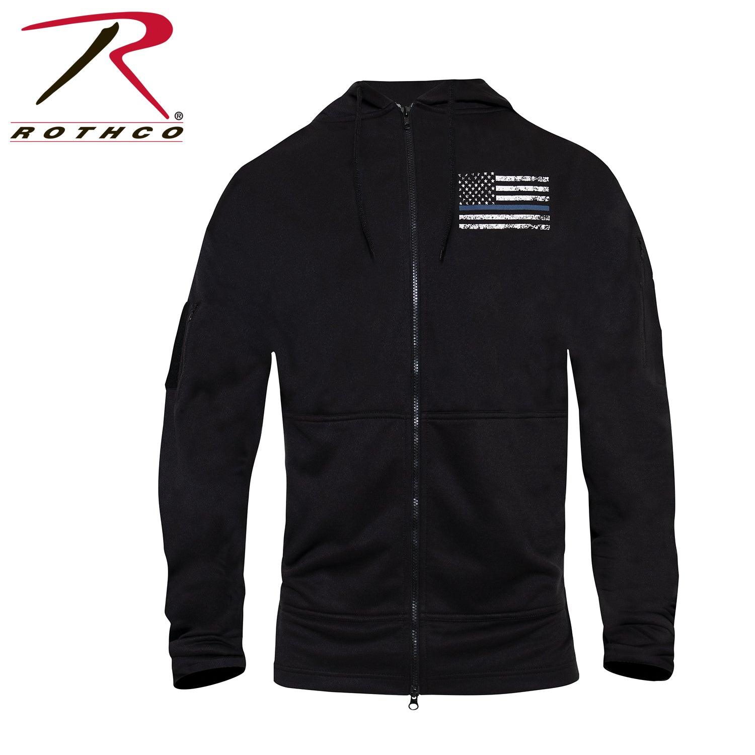 Rothco Thin Blue Line Concealed Carry Zippered Hoodie - Black - Tactical Choice Plus