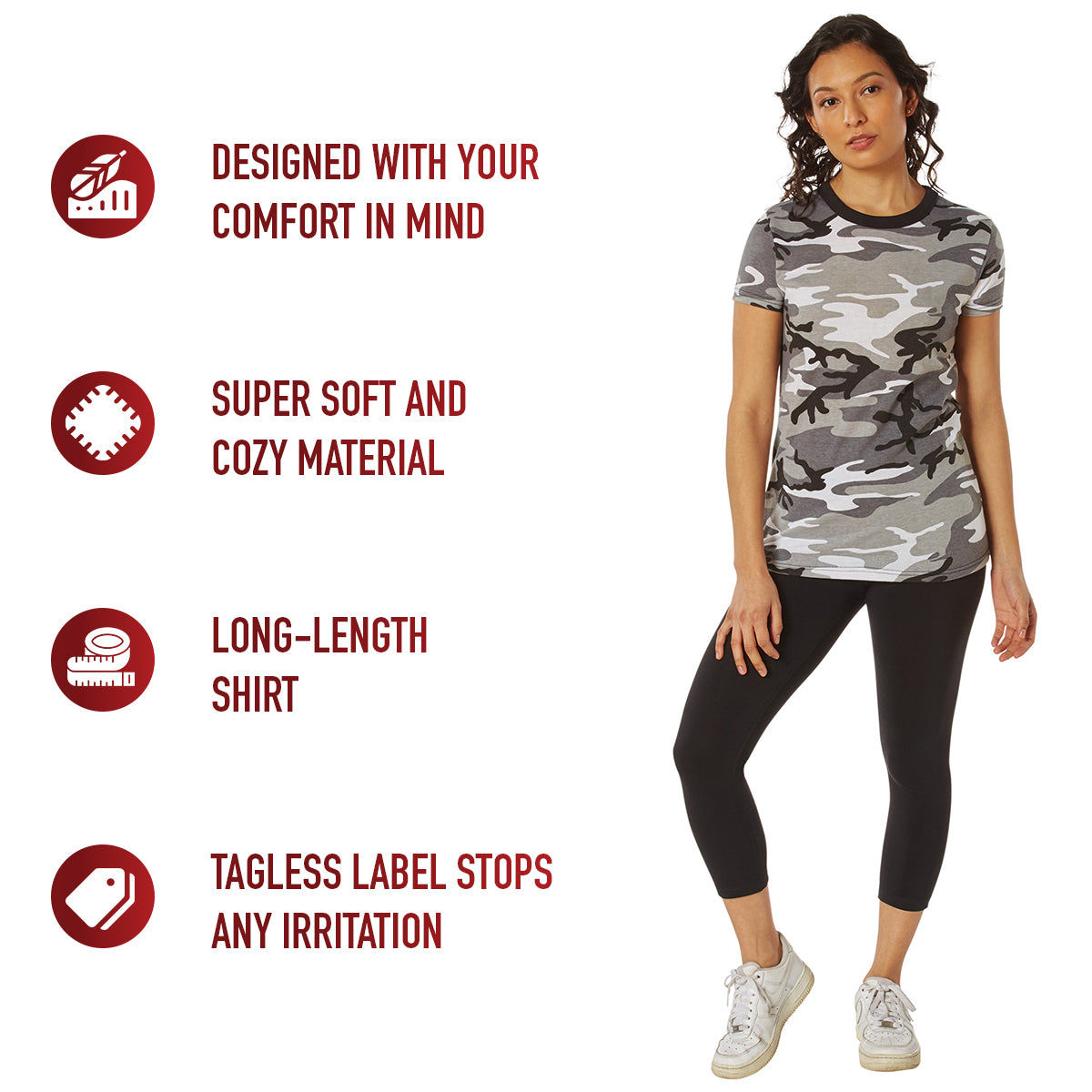 Womens Long Length Camo T-Shirt