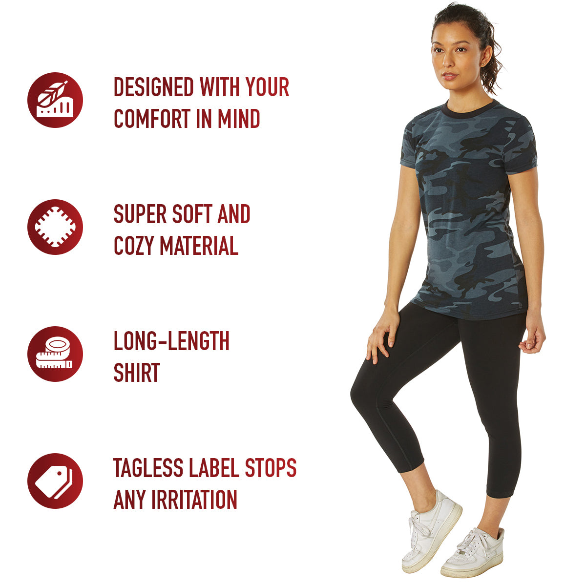 Womens Long Length Camo T-Shirt