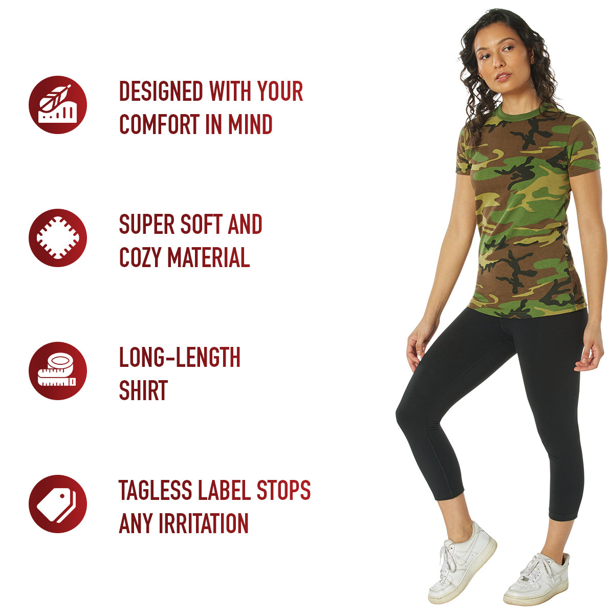 Womens Long Length Camo T-Shirt