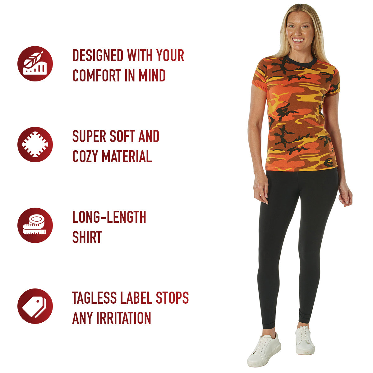 Womens Long Length Camo T-Shirt