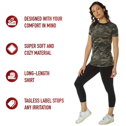 Womens Long Length Camo T-Shirt