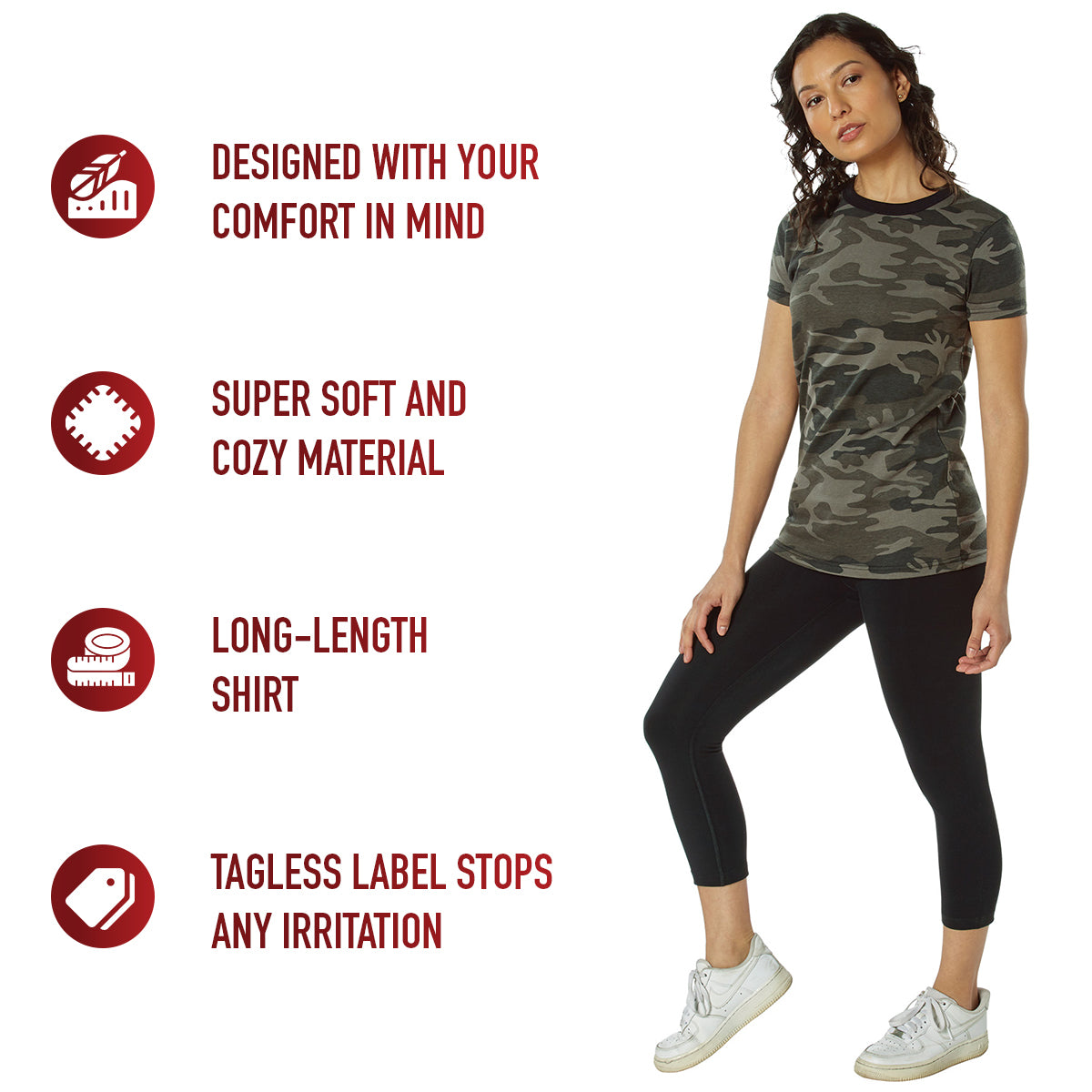 Womens Long Length Camo T-Shirt