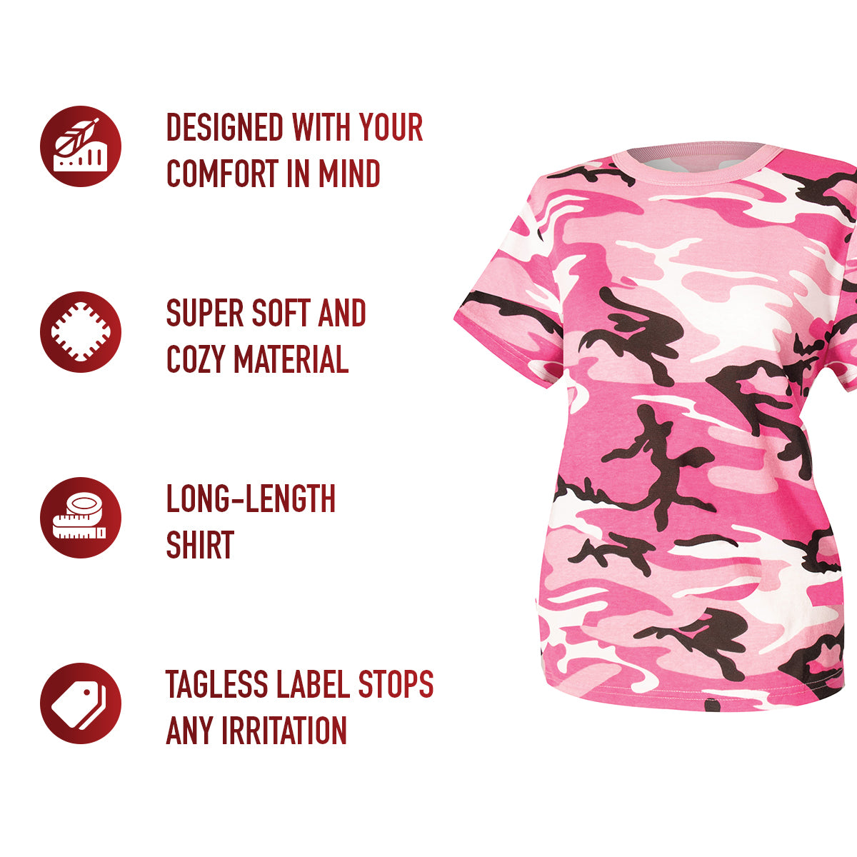 Womens Long Length Camo T-Shirt