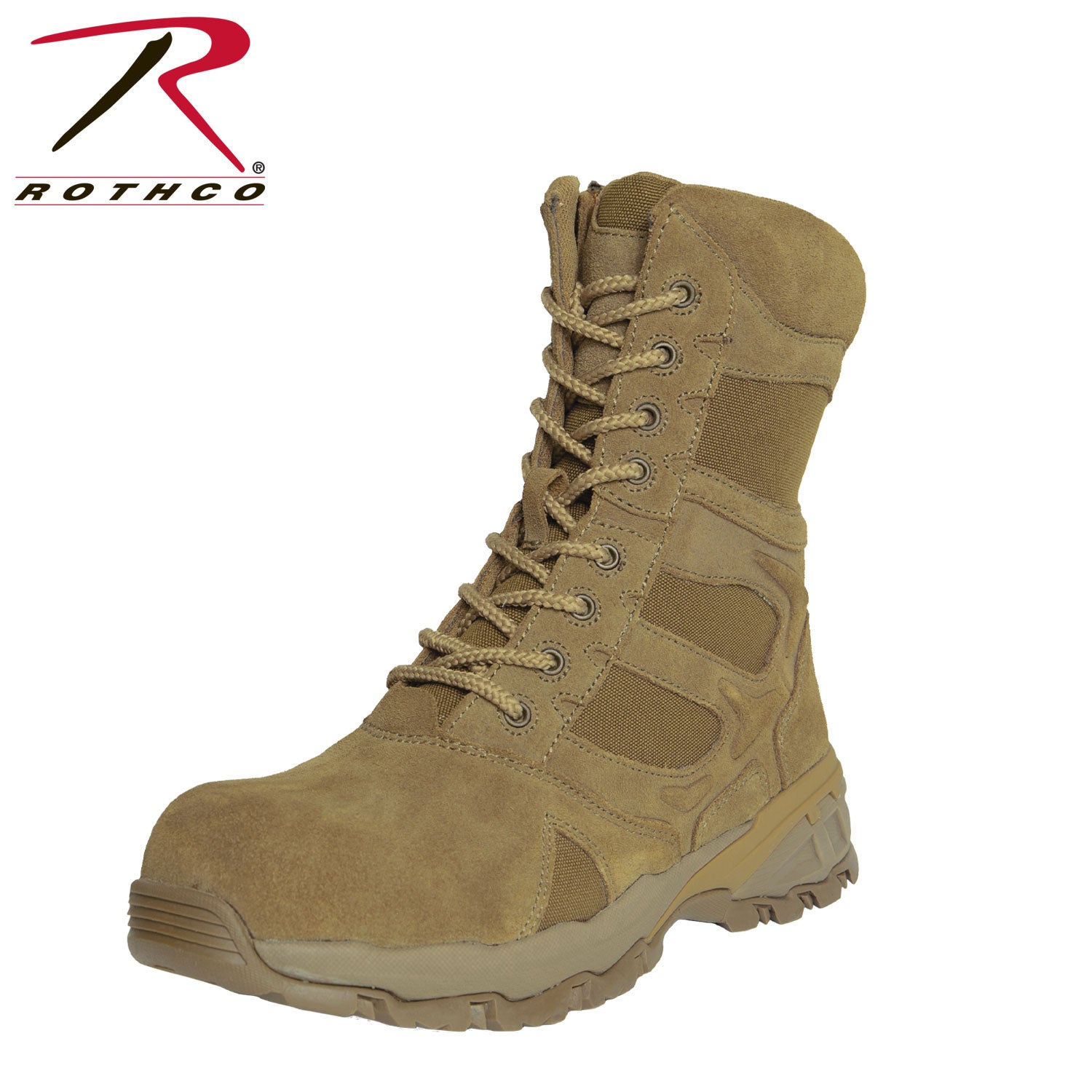 Rothco Forced Entry Composite Toe AR 670-1 Coyote Brown Side Zip Tactical Boot - 8 Inch - Tactical Choice Plus