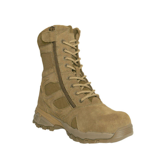 Forced Entry Composite Toe AR 670-1 Coyote Brown Side Zip Tactical Boot - 8 Inch - Tactical Choice Plus