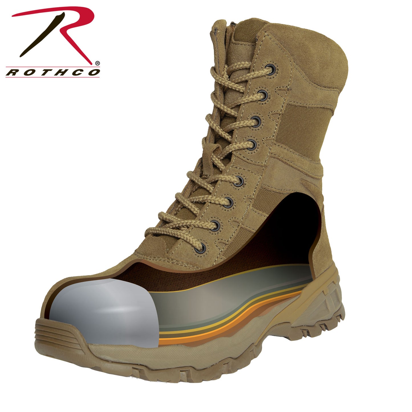 Forced Entry Composite Toe AR 670-1 Coyote Brown Side Zip Tactical Boot - 8 Inch