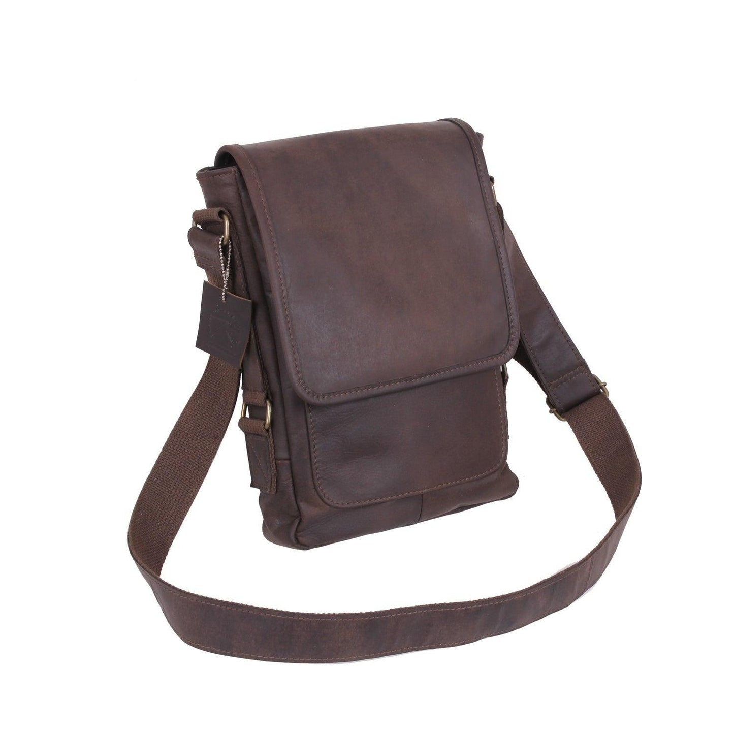 Brown Leather Military Tech Bag - Tactical Choice Plus