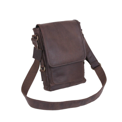 Brown Leather Military Tech Bag - Tactical Choice Plus