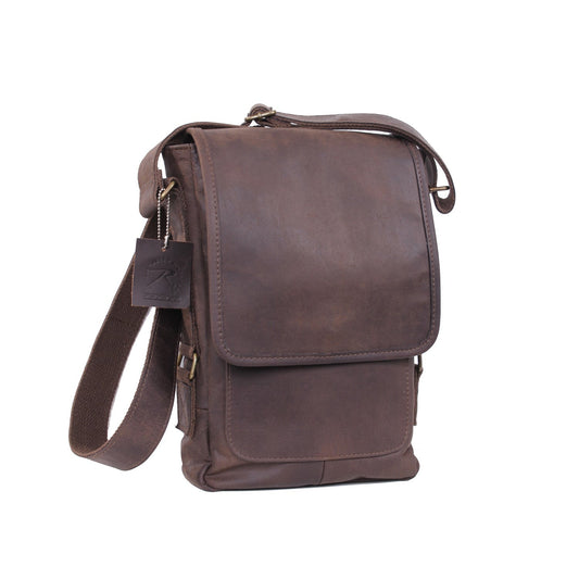 Brown Leather Military Tech Bag - Tactical Choice Plus