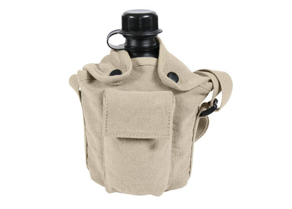 Vintage Canvas Carry-All Canteen Cover With Shoulder Strap - Tactical Choice Plus