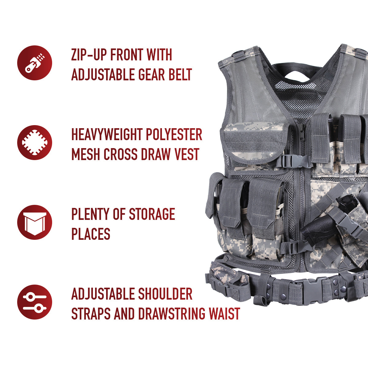 Cross Draw MOLLE Tactical Vest