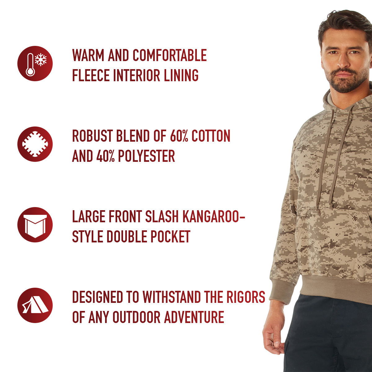 Camo Pullover Hooded Sweatshirt