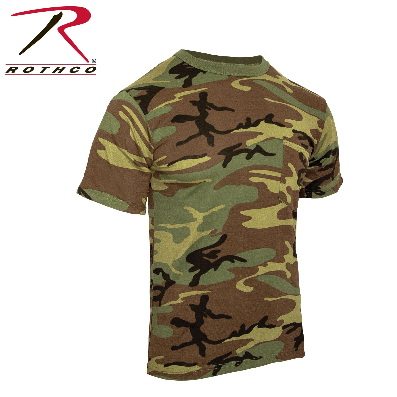 Rothco Woodland Camo T-Shirt With Pocket - Tactical Choice Plus